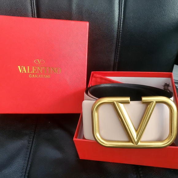 Valentino Garavani Beige Belt with Gold Buckle